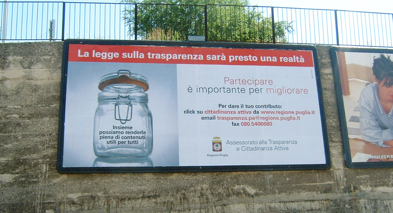 Campagna di sensibilizzazione “Legge sulla Trasparenza” Regione Puglia